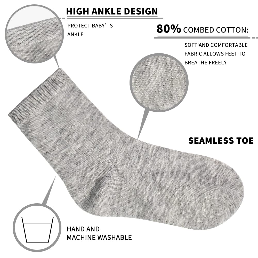 24 Pairs Kids Athletic Crew Socks for Boys & Girls (Ages 1-13) - Soft, Comfortable & Durable for School, Sports & Everyday Wear