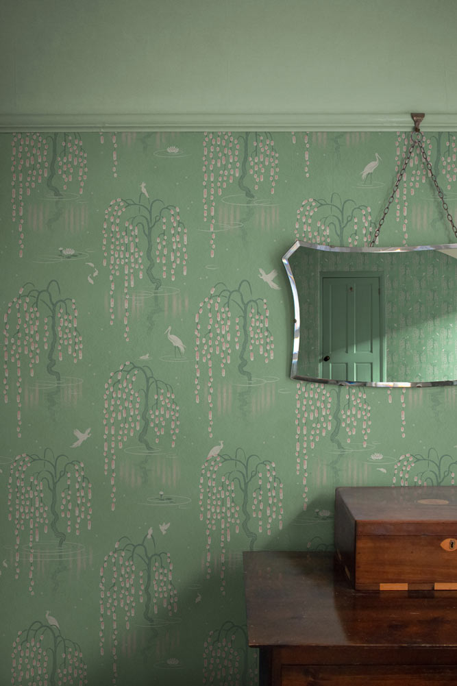 Divine Savages Kyoto Blossom Willow Green Peel and Stick Wallpaper - Self-Adhesive Removable Wallpaper for Bedroom, Living Room, Nursery Decor
