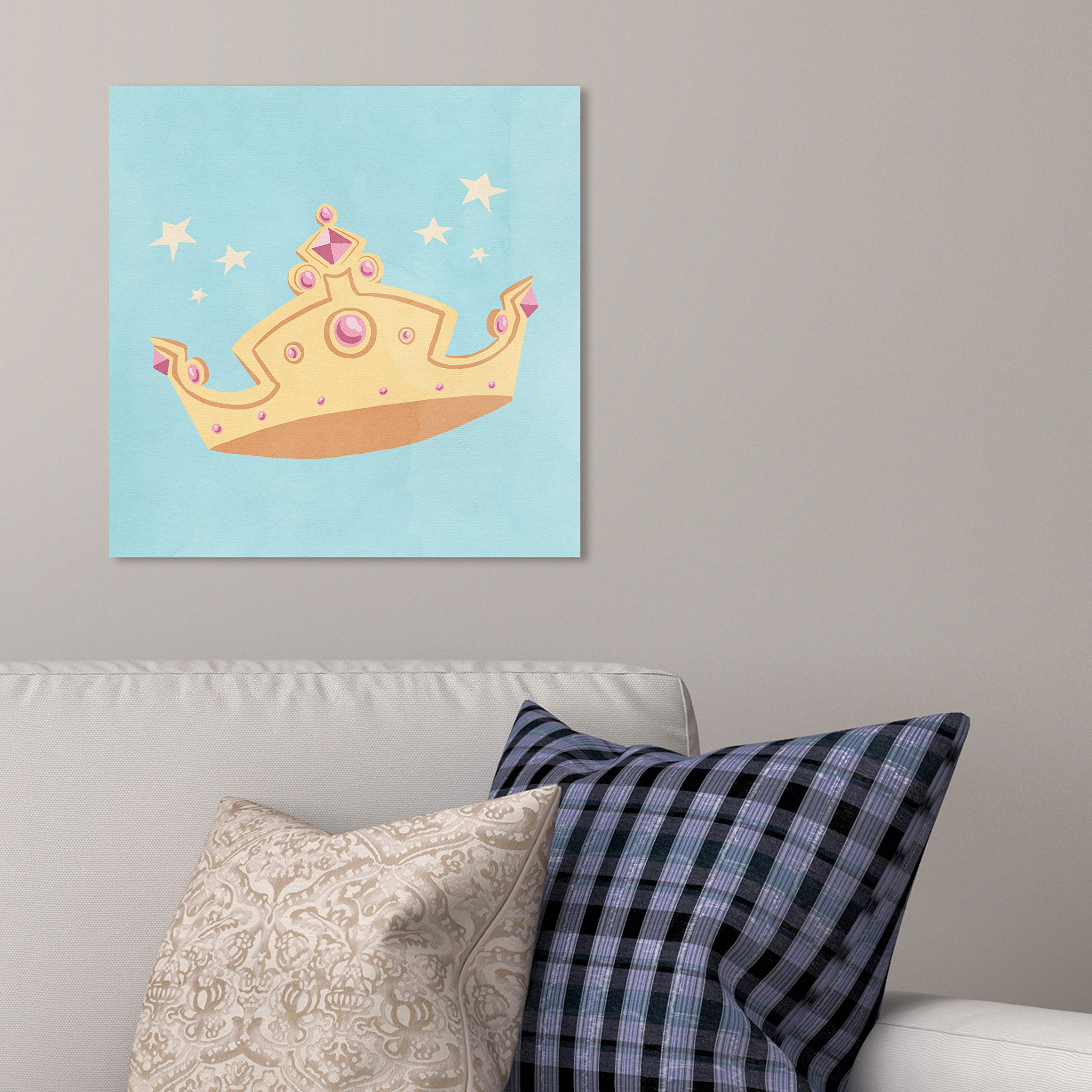 Oliver Gal Artist Co. 'Petite Crown' Fantasy Wall Art Canvas Print - 20x20 Inches Yellow & Blue Abstract Home Decor - Perfect for Living Room, Bedroom, or Office Wall Decoration