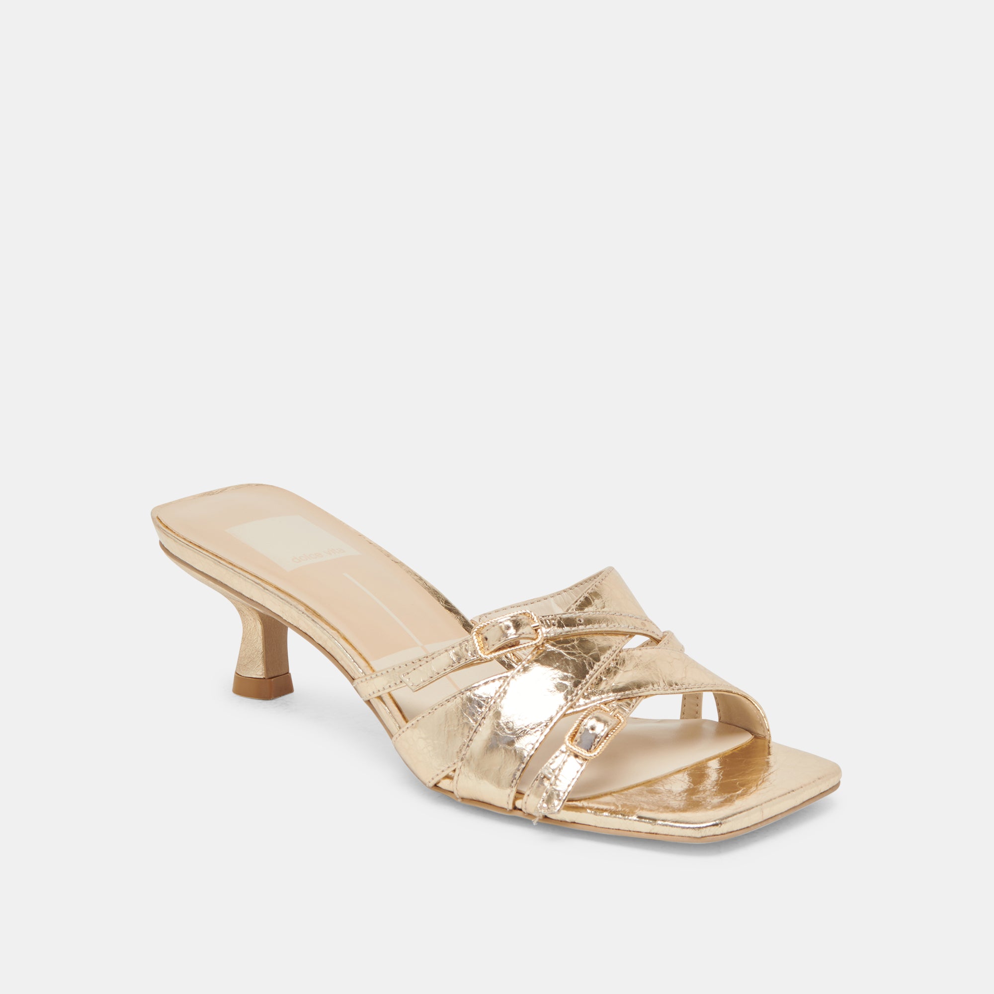 BRYANT Women's Gold Distressed Leather Heels - Stylish High Heels for Parties, Weddings & Evening Events
