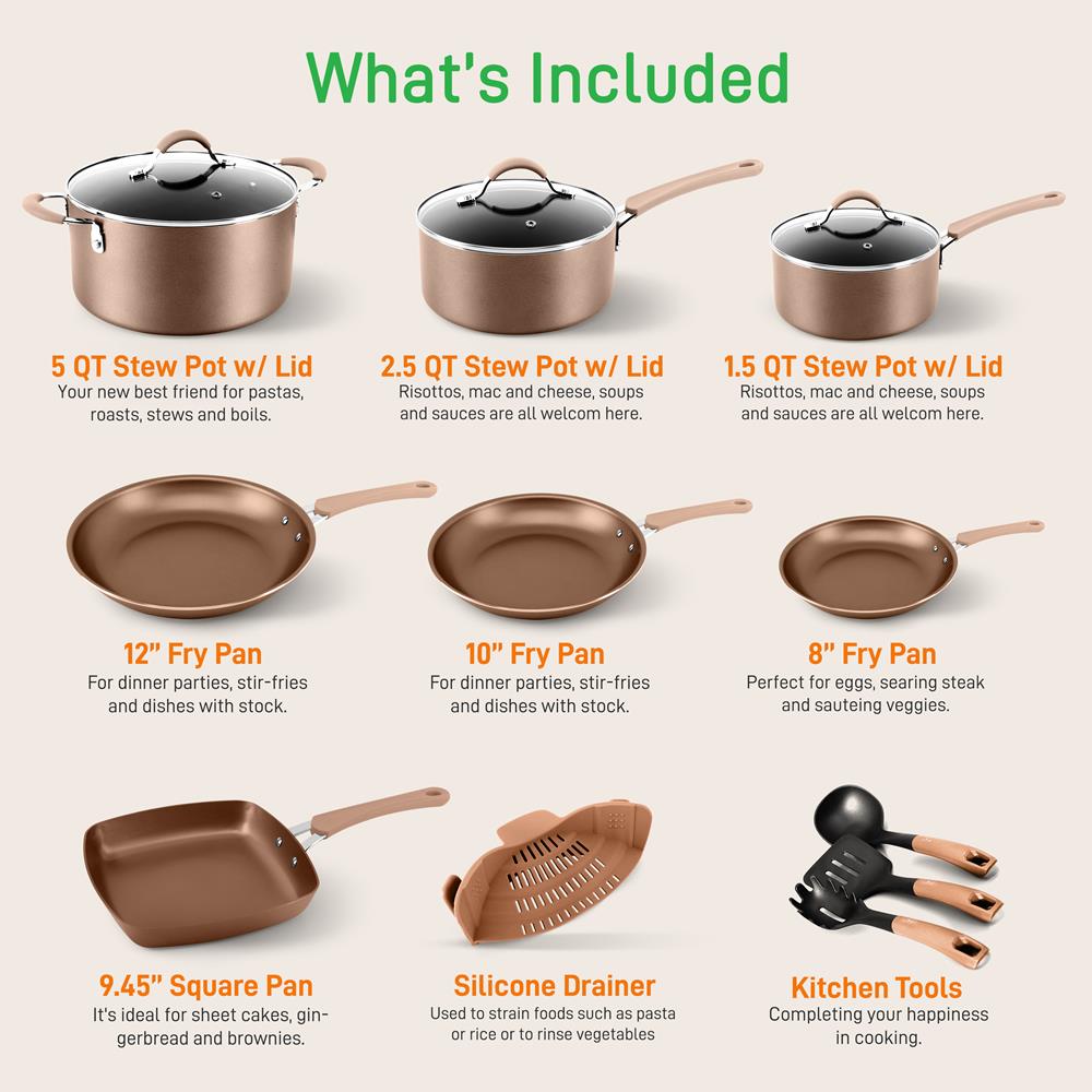 Premium Non-Stick Kitchenware Pots & Pans Set - 10-Piece Cookware for Induction, Gas & Electric Stoves - Perfect for Frying, Boiling & Sauteing - Ideal for Home Chefs & Cooking Enthusiasts