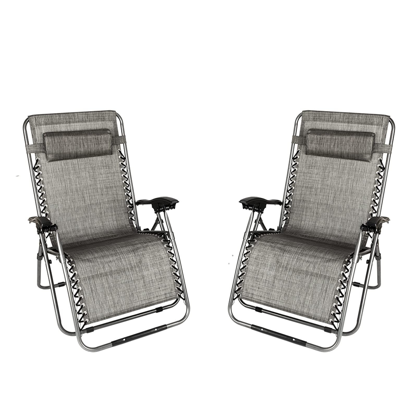 Tesmula GT2-LC Zero Gravity Lounge Chair - Extra Wide Folding Recliner with Adjustable Headrest, Gray - Perfect for Patio, Poolside, Backyard Relaxation & Outdoor Lounging