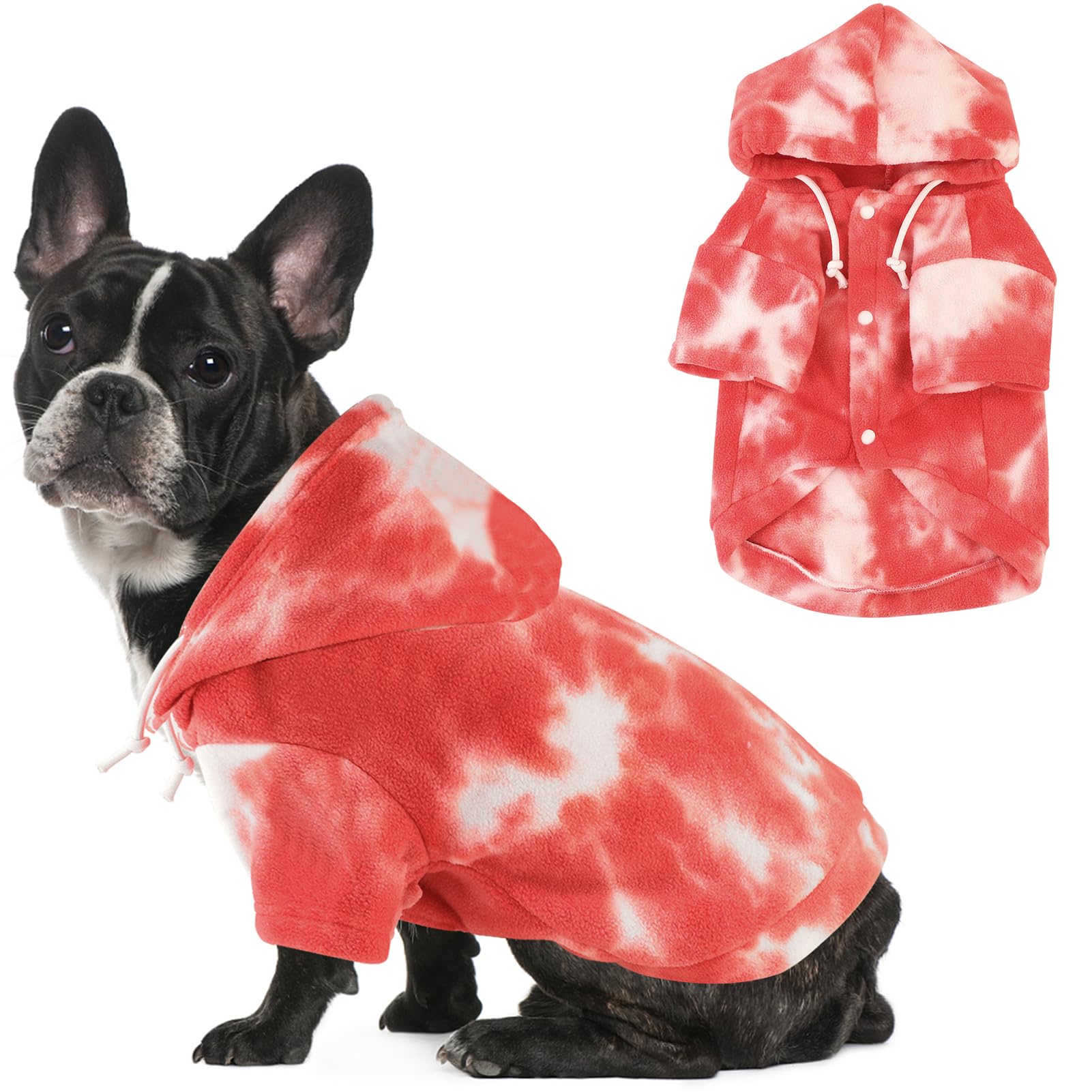 Trendy Tie Dye Dog Hoodie - Warm Winter Coat & Cute Sweatshirt for Small Puppies (Boy/Girl) - Perfect for Outdoor Walks & Cold Weather Fashion