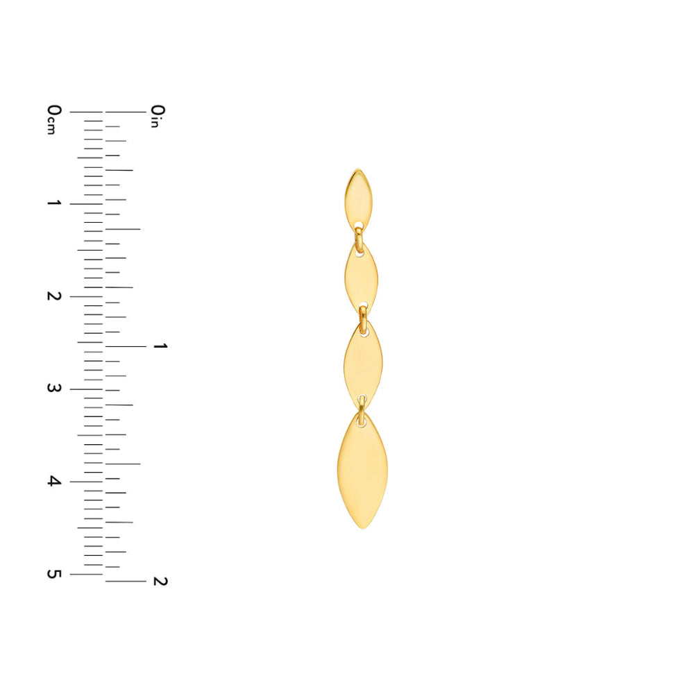 14K Gold Mirror Graduated Link Drop Earrings for Women - Elegant Dangle Earrings for Wedding, Party & Evening Wear - Hypoallergenic Luxury Jewelry Gift
