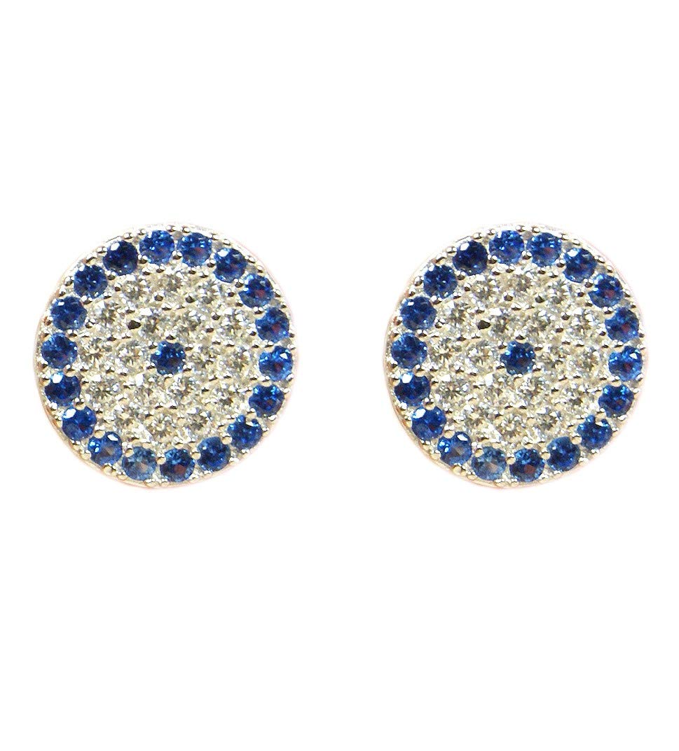 Sterling Silver Cubic Zirconia Evil Eye Stud Earrings for Women - Protection Jewelry for Good Luck & Positive Energy - Perfect Gift for Birthday, Anniversary & Everyday Wear