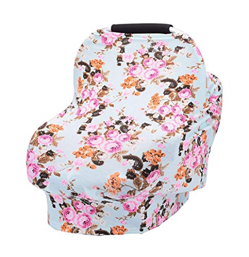 **4-in-1 Multi-Use Baby Car Seat Canopy Cover – Nursing, Breastfeeding, Stroller Cover & Infinity Scarf for Boys & Girls (Retro Flower Style) – Stretchy & Versatile for On-the-Go Moms**    **Perfect for Outings, Travel, Shopping & Nursing in Comfort & Privacy**