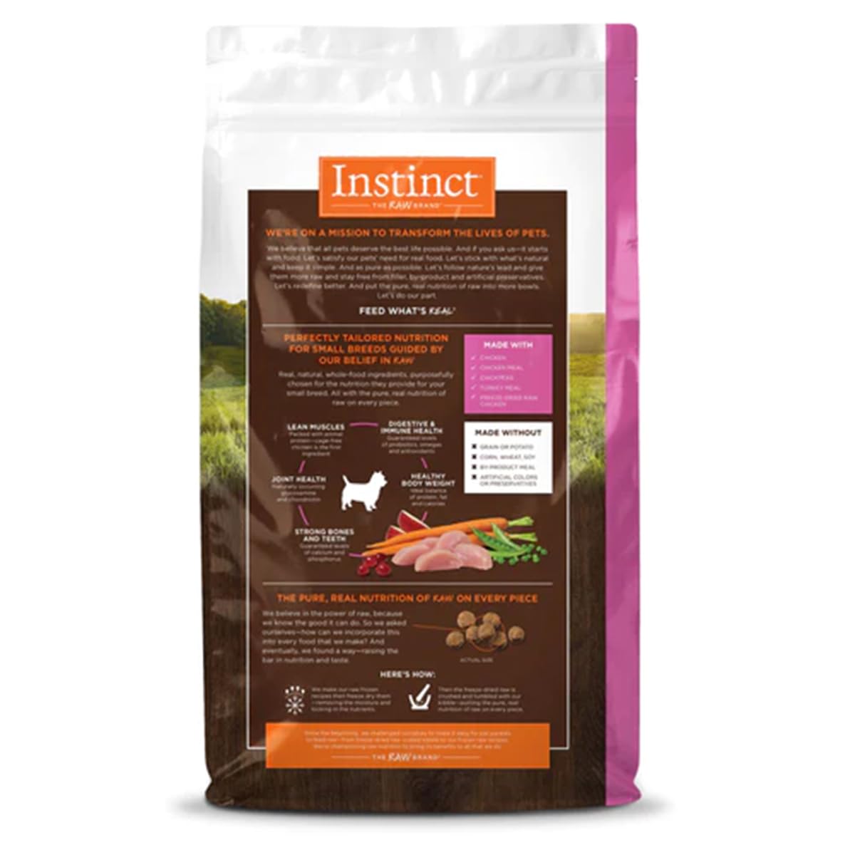 Instinct Original Small Breed Dry Dog Food - High Protein, Grain Free Chicken Recipe with Raw Coated Kibble - 11 lb Bag for Puppies & Adult Dogs - Perfect for Home Feeding & Travel