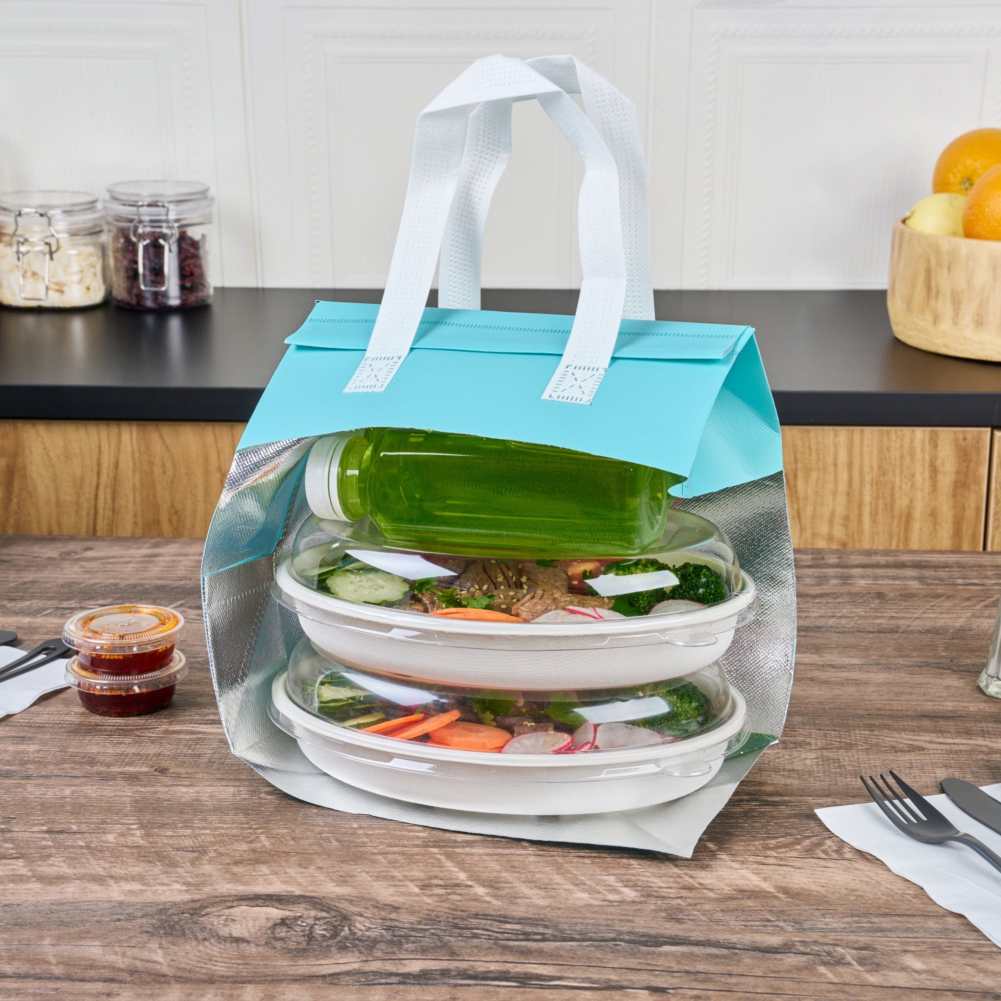 Premium Insulated Takeout Bags - Tamper Evident Food Delivery Bags (9.5