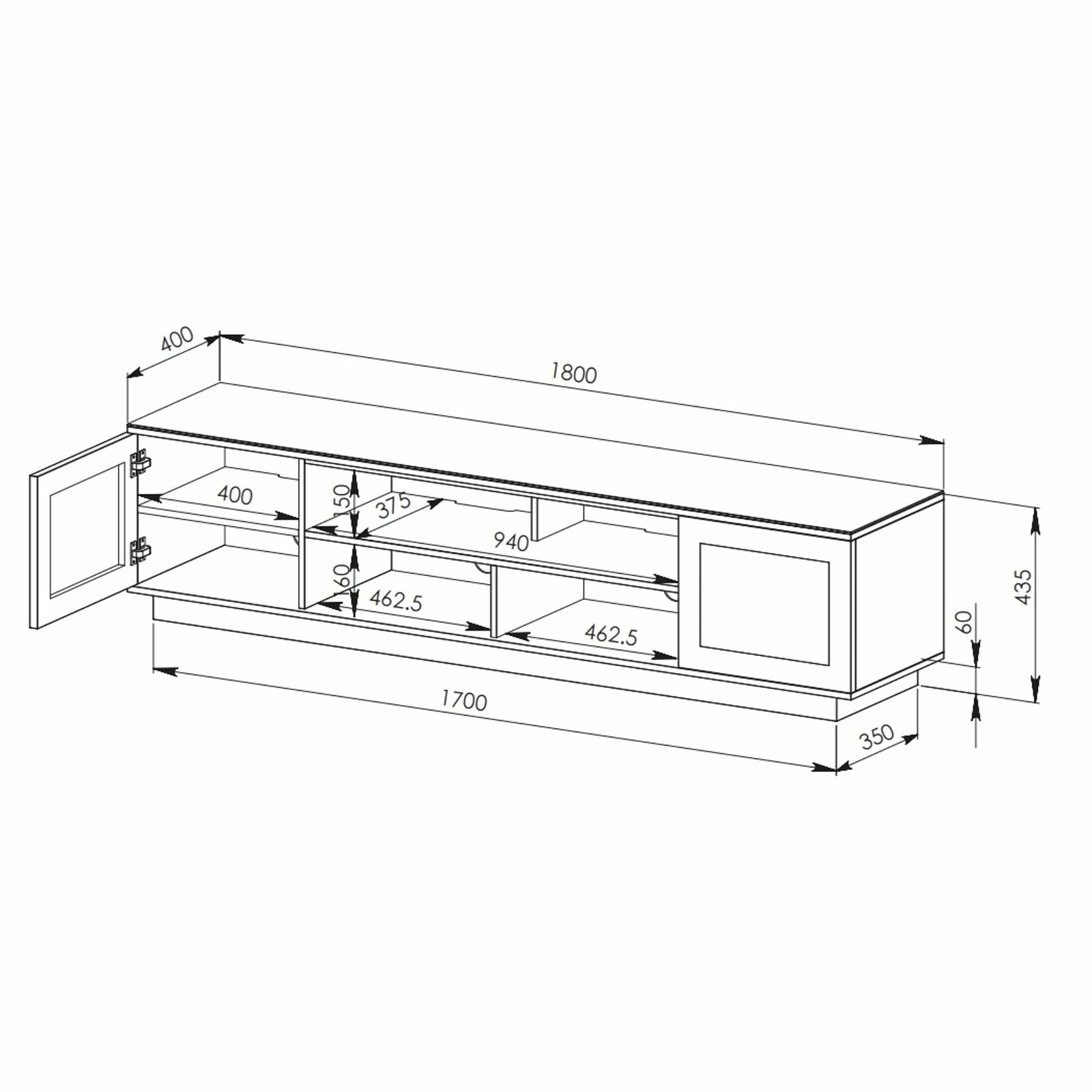 TAURIS™ DIABLO 1800 Black TV Stand Entertainment Center - Modern Media Console for Living Room, Home Theater & Gaming Setup