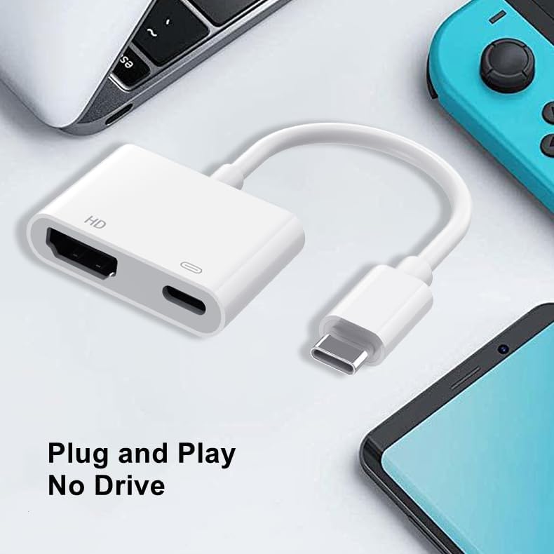 USB C to HDMI Adapter for iPhone 15/16 Pro Max - 4K@60Hz Type C to HDMI Converter with 100W Fast Charging - Compatible with MacBook Pro, iPad Pro, Samsung Galaxy - Perfect for Home Theater, Office Presentations & Gaming