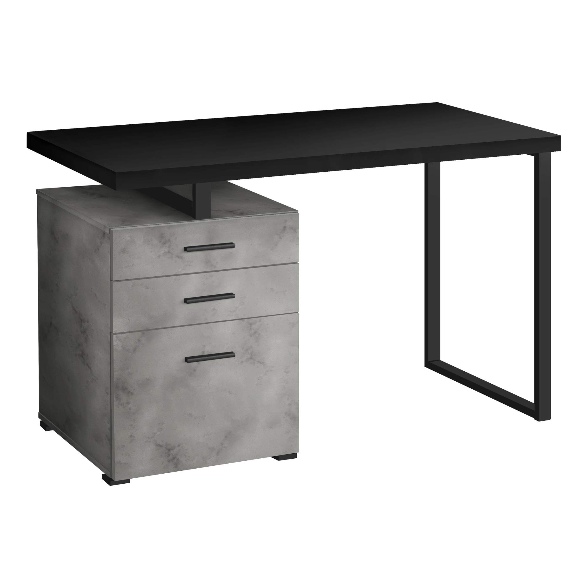 Ergonomic 48 Inch Computer Desk with Black Metal Frame & Concrete Surface - Home Office, Gaming, Study & Workspace Solution