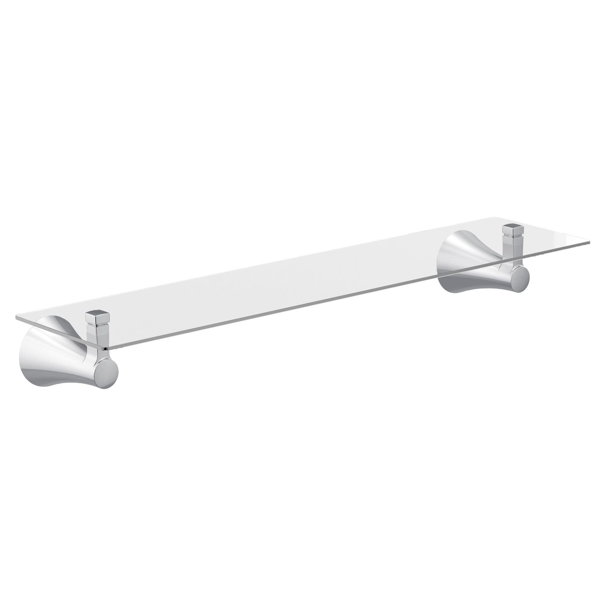 Moen Flara Chrome Glass Bathroom Vanity Shelf - 21 Inch Wide Bathroom Organizer with Tempered Glass - Modern Bathroom Storage for Towels & Toiletries - YB0390CH - Perfect for Small Bathrooms & Powder Rooms