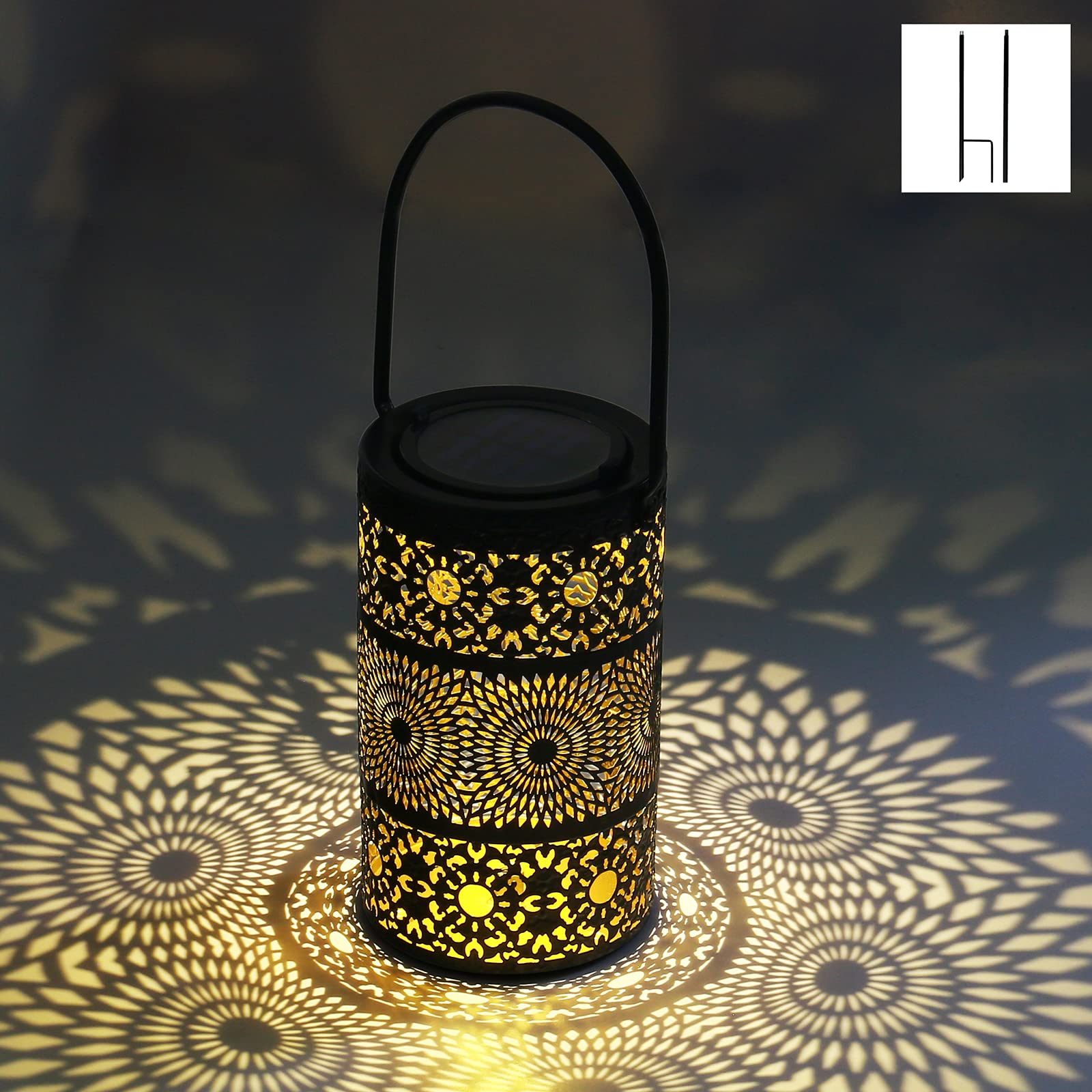 VIZTY Solar Lantern Outdoor - Waterproof Metal Hanging Solar Powered LED Light for Garden, Patio, Yard Decor - Bronze Finish | Perfect for Evening Gatherings, Pathway Lighting & Backyard Ambiance