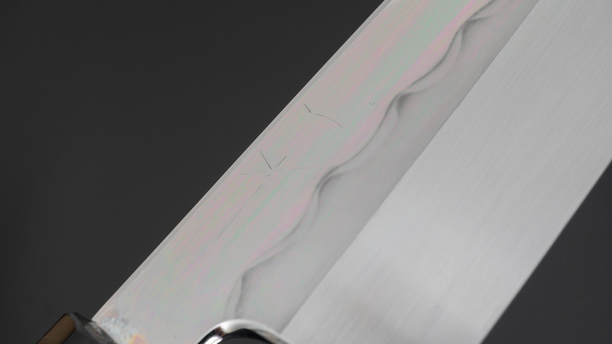 Hitohira Togashi White #1 Notaremon Mizu Honyaki Gyuto 240mm Japanese Chef Knife - Kurokaki Persimmon Handle with Saya (#089) - Perfect for Professional Chefs & Home Cooking Enthusiasts