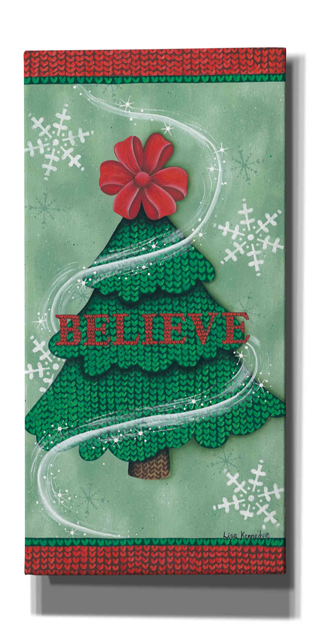 Believe Stitch Tree by Lisa Kennedy - 20x40 Inch Canvas Wall Art for Living Room, Bedroom & Office Decor