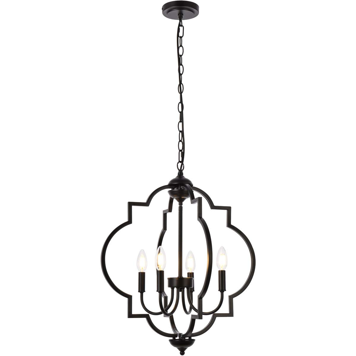 Black Modern 4-Light Sandara Pendant - Indoor Ceiling Lighting Fixture for Dining Room, Kitchen, or Living Room Decor
