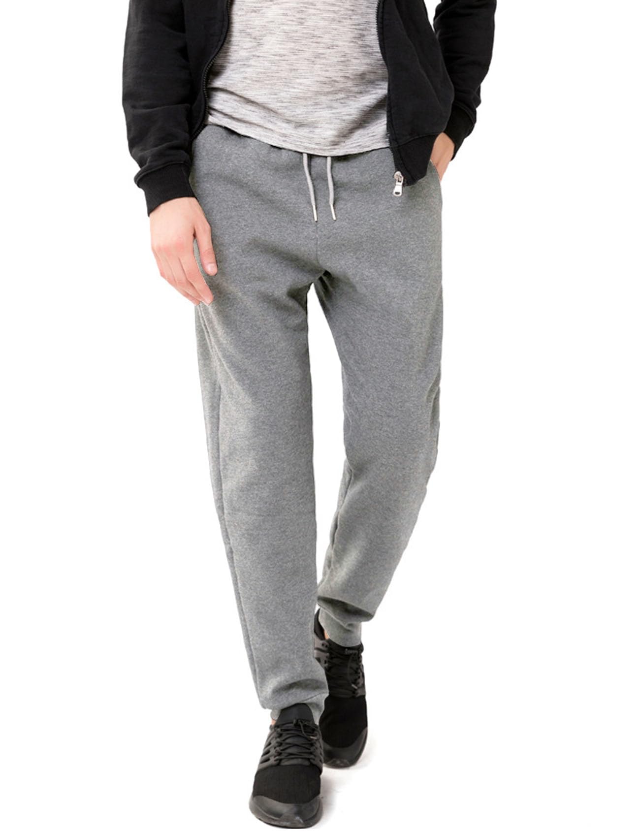 Flygo Men's Fleece Lined Sherpa Sweatpants - Winter Warm Jogger Pants with Pockets for Lounge, Athletic & Outdoor Activities | Cozy Casual Wear for Cold Weather