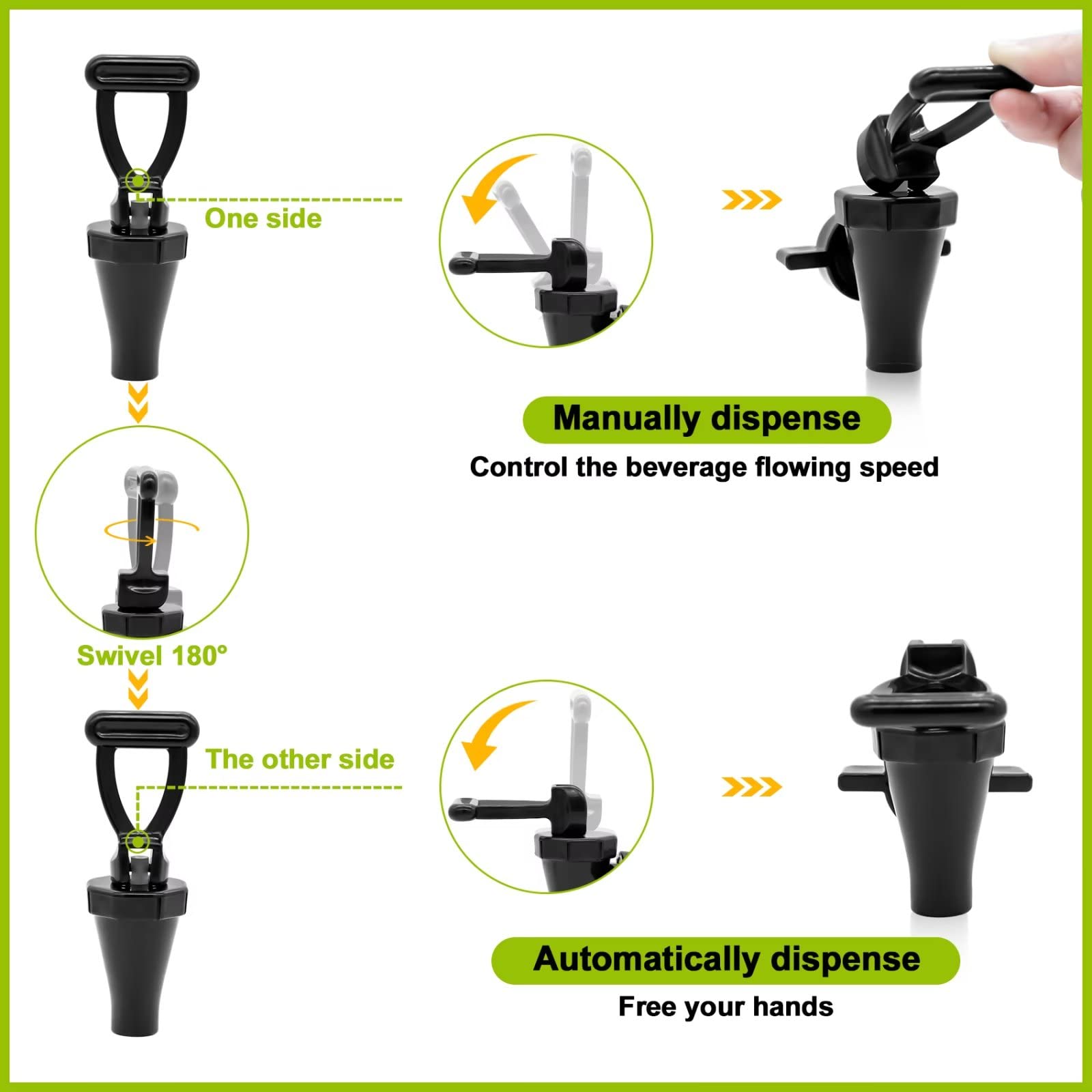 03260.0002 Replacement Faucet Kit for Tea Dispenser - 2 Pack Black Spigot with Wing Nut & C-Ring | Tea Urn Nozzle Replacement for Commercial Brewers & Home Use