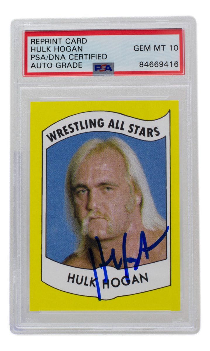 Hulk Hogan Signed RP 1982 Wrestling All Stars Card #2 PSA/DNA Auto Gem Mint 10 - Rare Collectible Wrestling Memorabilia for Fans & Display