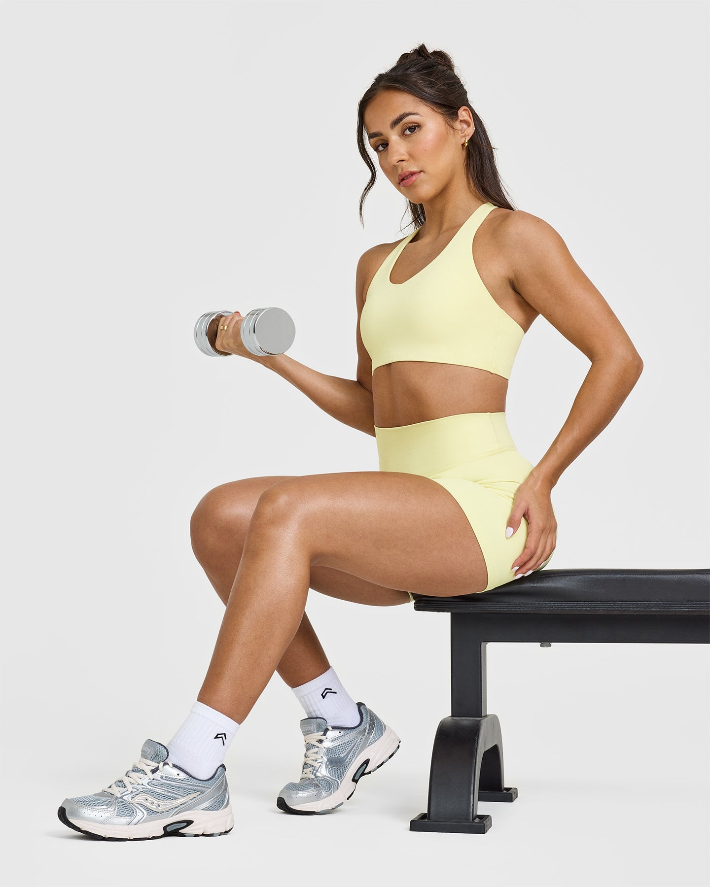 SoftMotion™ High Support Sports Bra for Women - Breathable Seamless Workout Top in Pastel Yellow | Yoga, Running, Gym & Activewear