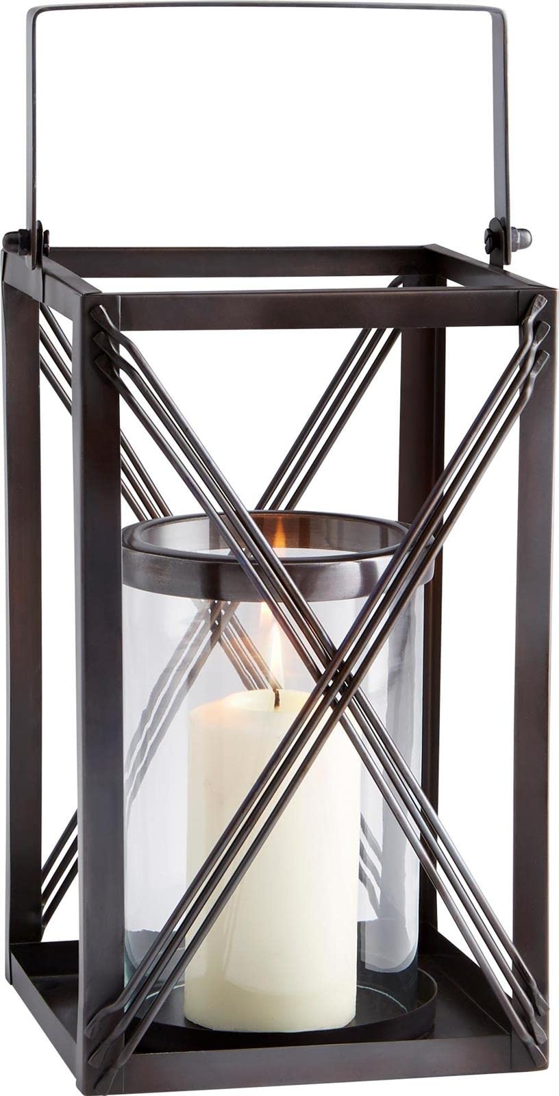 Cyan Design ASHBROOK Large Dark Copper Iron Glass Candle Holder - Elegant Home Decor for Dining Table, Wedding Centerpiece & Holiday Decorations