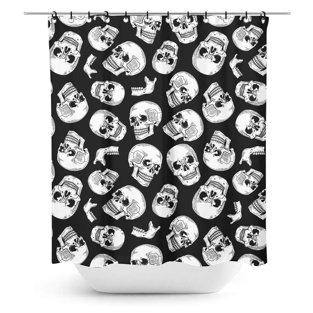 Gothic Anatomical Skull Shower Curtain - Unique Bathroom Decor for Halloween, Horror & Dark Aesthetic Lovers | Waterproof & Durable Fabric