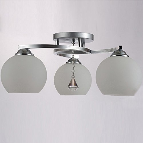 Modern Crystal Glass Ceiling Lamp - 3-Light Minimalist Chandelier for Bedroom, Living Room & Kids Room (45x45x23cm) | Elegant Home Lighting Fixture for Dining Room, Nursery & Hallway Decor