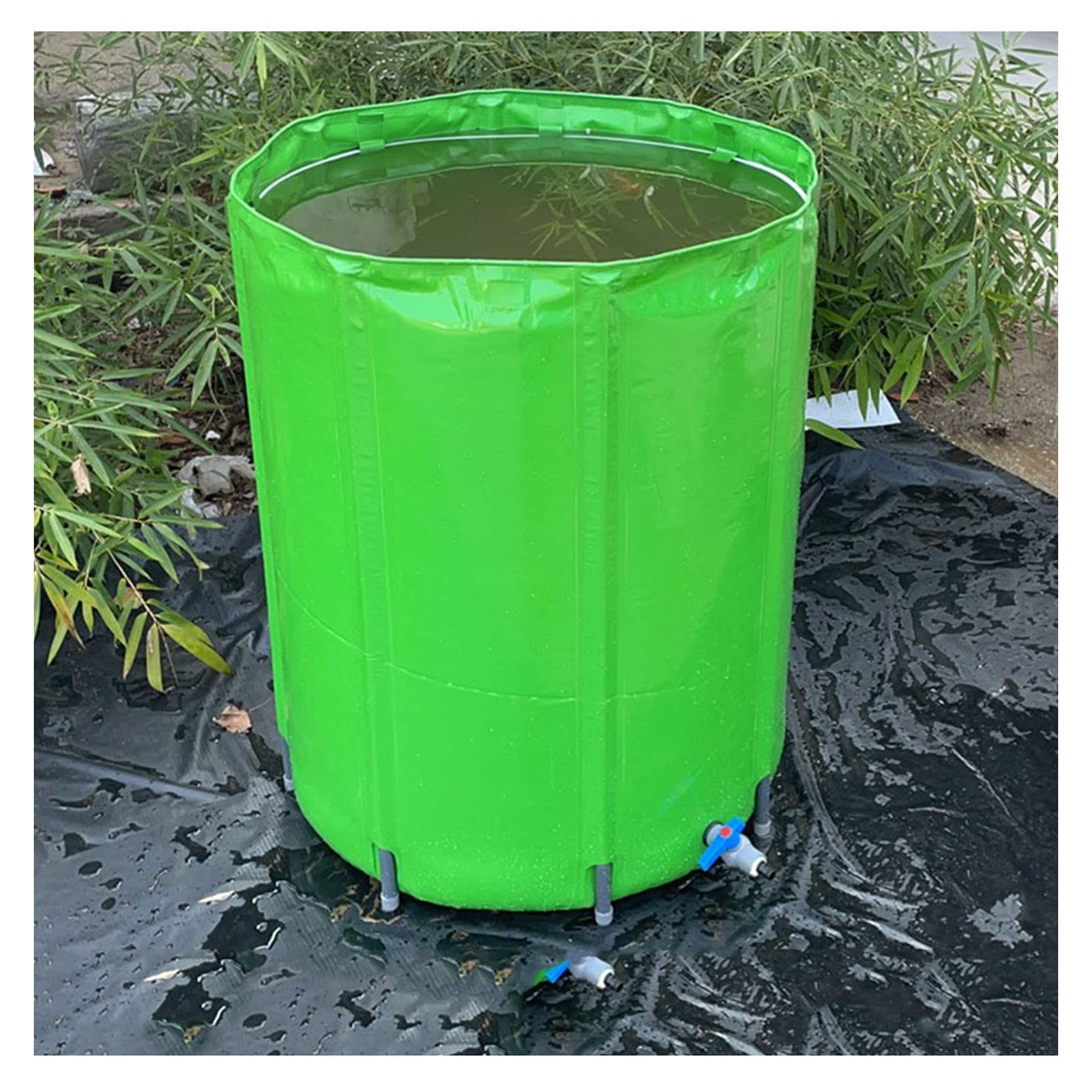 Portable Foldable Rain Barrel Water Collector with Spigot & Filter - 750L (100x98cm) Collapsible Water Storage Tank for Garden, Backyard, Emergency Preparedness - Green