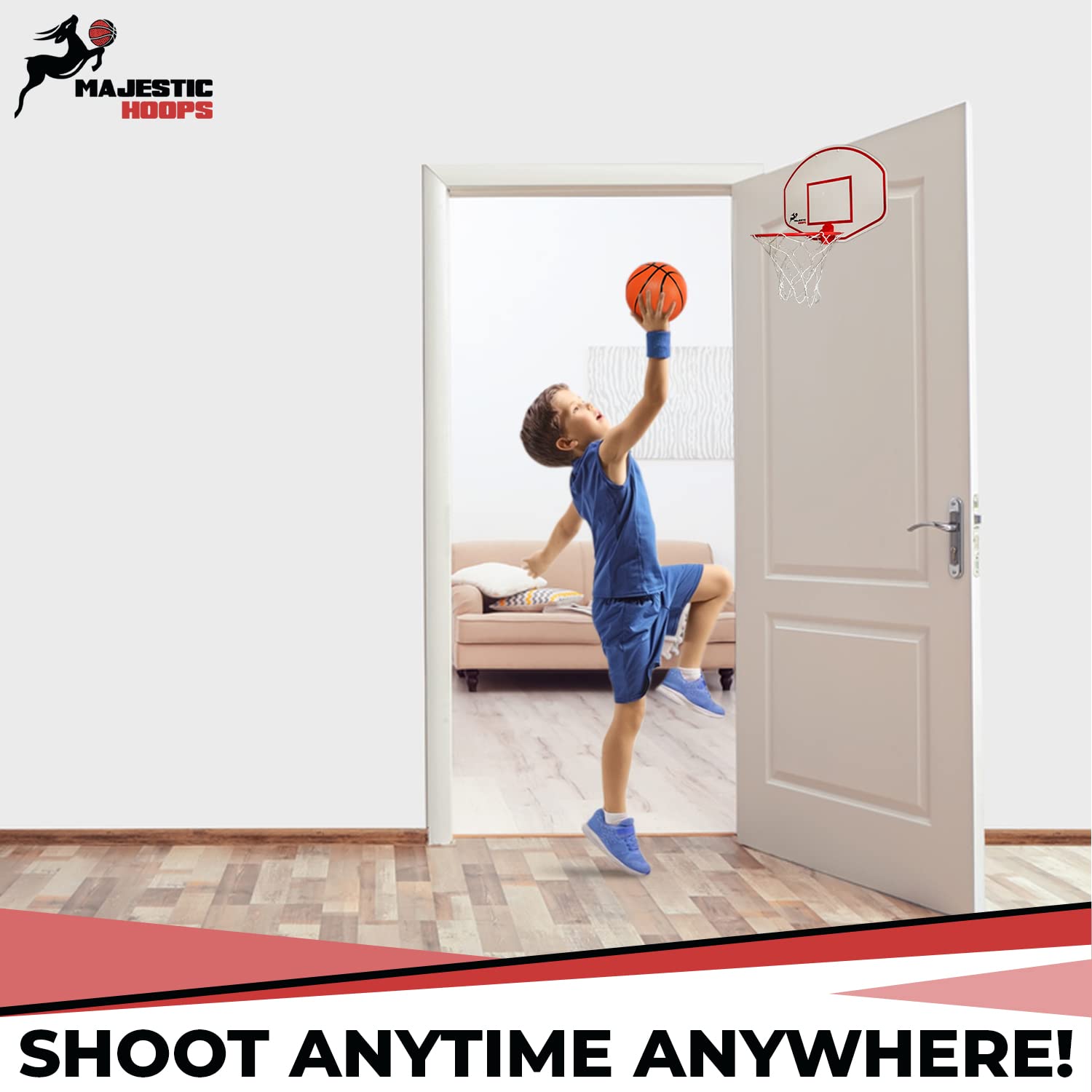 **Mini Basketball Hoop for Kids & Adults - Durable Plastic Indoor Basketball Set with Ball & Pump - No Assembly Required - Fun Home, Office & Gym Game for All Ages**