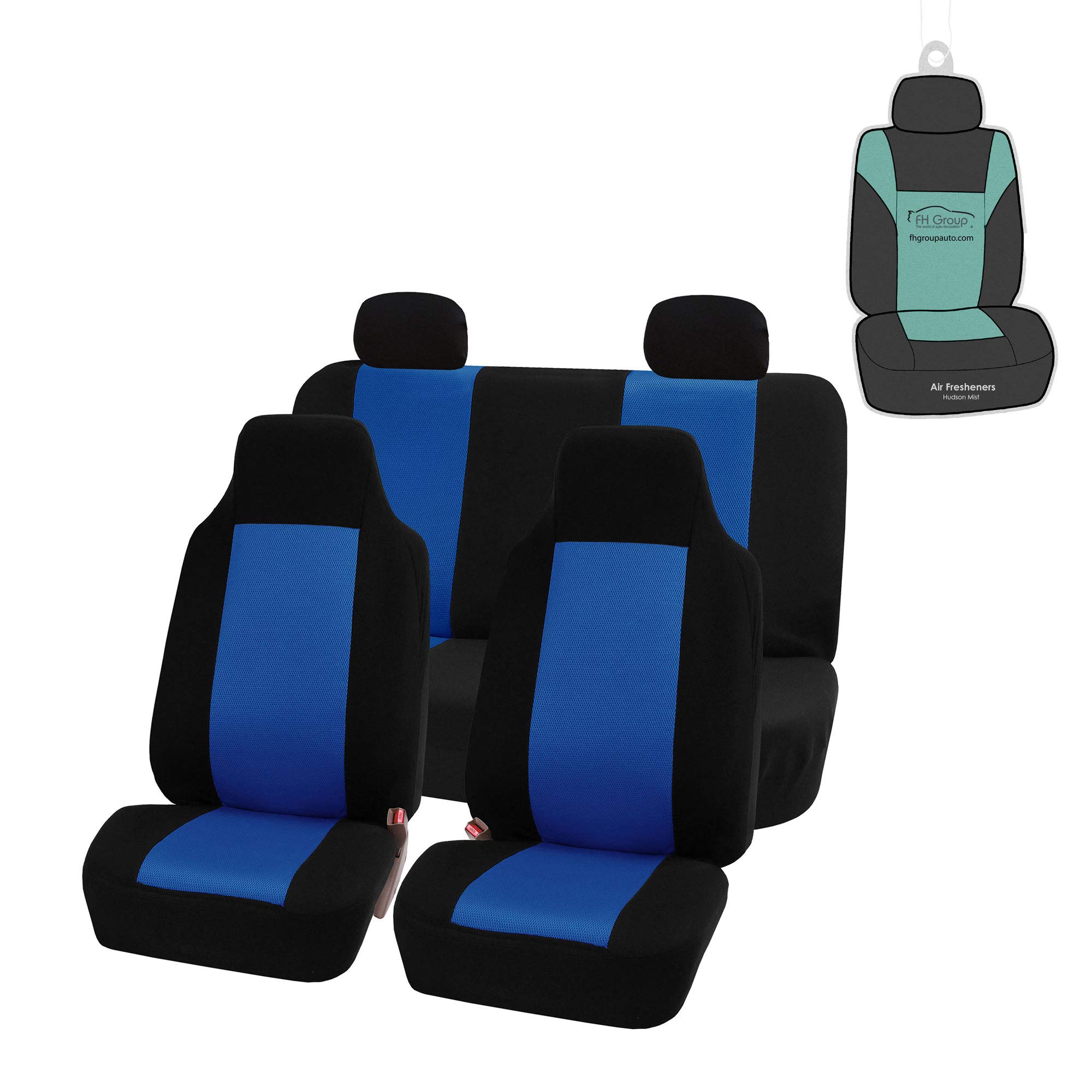 FH Group Universal Car Seat Covers - Washable High Back Design for SUV, Sedan, Van - Blue Cloth Covers for Comfort & Protection
