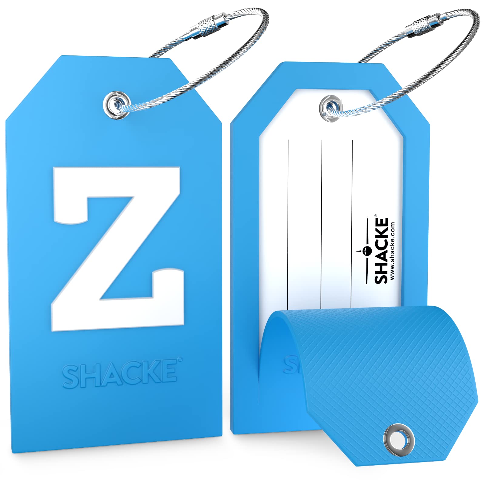 Initial Luggage Tag with Full Privacy Cover & Stainless Steel Loop - Aqua Teal - Personalized Travel Accessory for Suitcases, Backpacks & Carry-On Bags