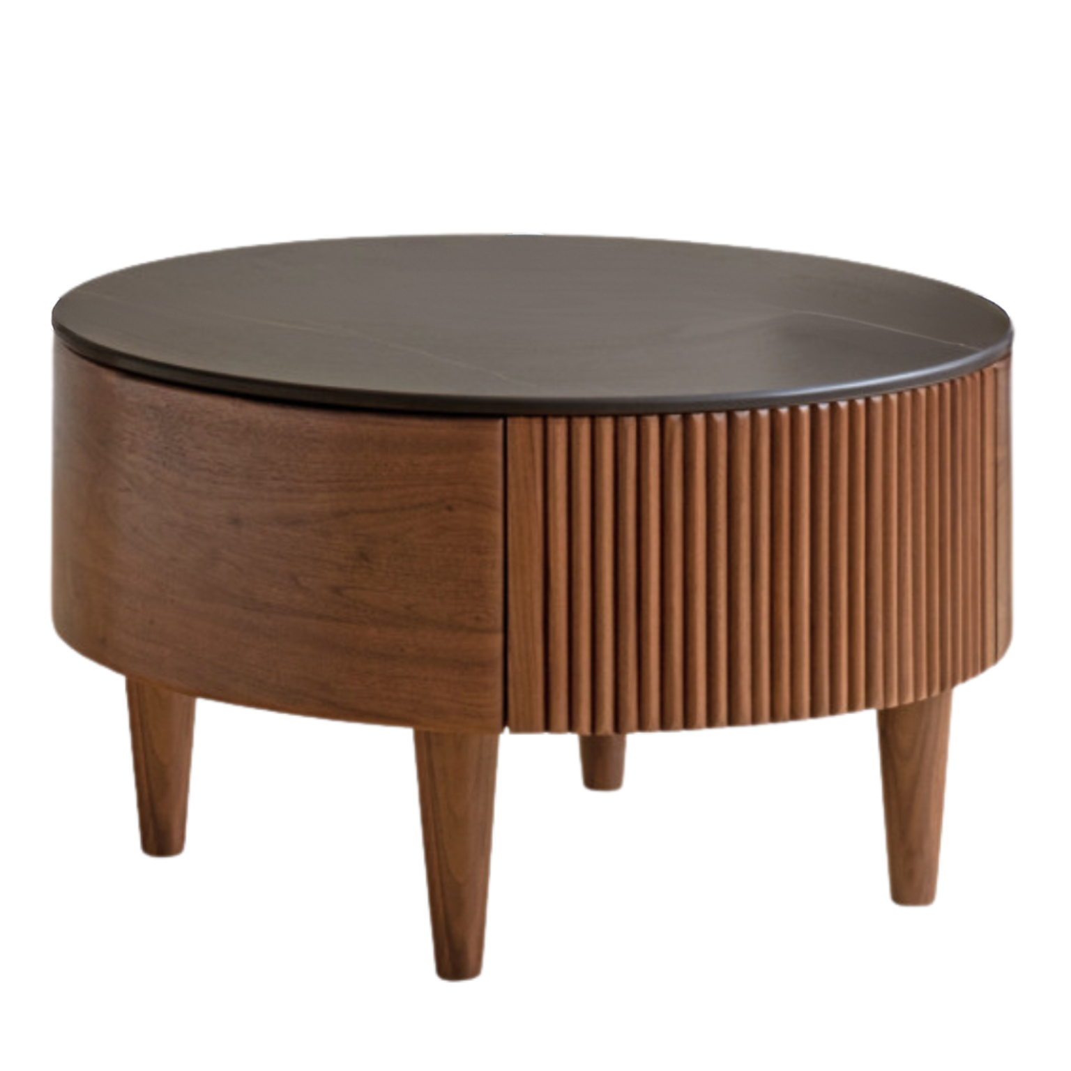 Premium Black Walnut & Ash Solid Wood Combination Rock Plate Coffee Table - Modern Living Room Furniture for Home Decor & Relaxation