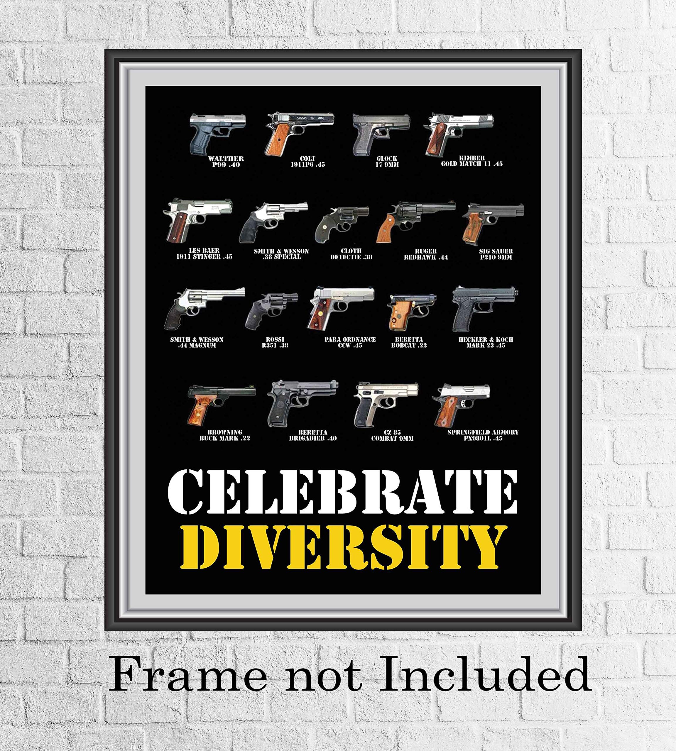 Patriotic Hand Gun Poster - 2nd Amendment Wall Art Decor for Home, Bedroom, Man Cave & Independence Day | Unframed 8x10 Inches | Perfect for Gun Enthusiasts & American Pride Display
