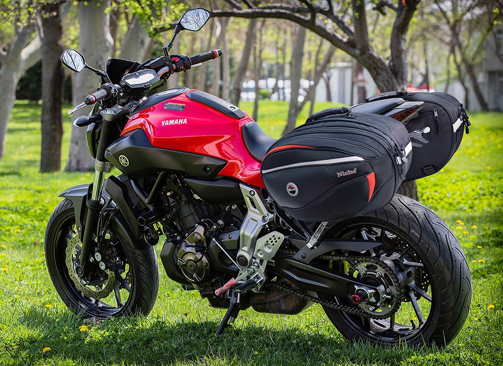 Premium 2-Piece Motorcycle Saddle Bags - Waterproof Expandable Panniers for Street & Sport Bikes | Durable Side Luggage for Commuting, Touring & Road Trips | NMO-8209