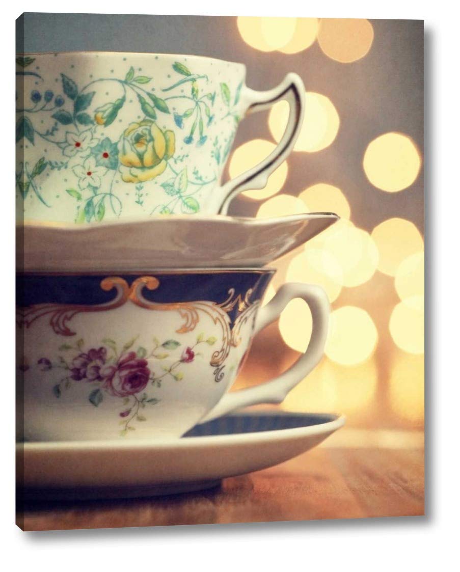 Amelia Kay Two Cups Stacked Canvas Art Print - 24x30 Inch Gallery Wrapped Wall Decor - Ready to Hang - Perfect for Living Room, Bedroom & Office Decor