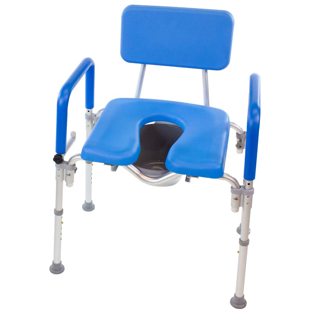 Dignity Ultra-Premium Padded Bariatric Extra Large Commode Shower Chair - 600lb Weight Capacity, Adjustable Height with Padded Arms & Back - 3-in-1 Heavy Duty Toilet Safety Chair for Elderly & Disabled - Ideal for Bathroom Safety, Post-Surgery Recovery & Home Care Use