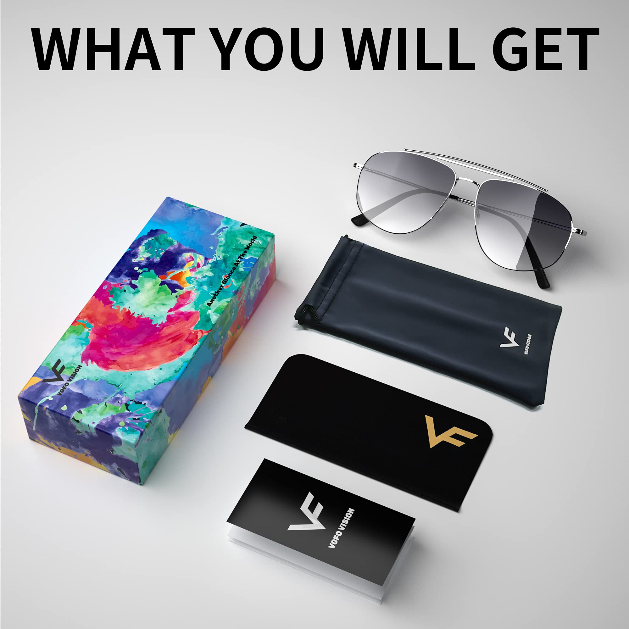Polarized Aviator Sunglasses for Men & Women - UV Protection, Large Square Frame, Military Style (VF6203) - Perfect for Driving, Outdoor Sports & Fashion Accessories