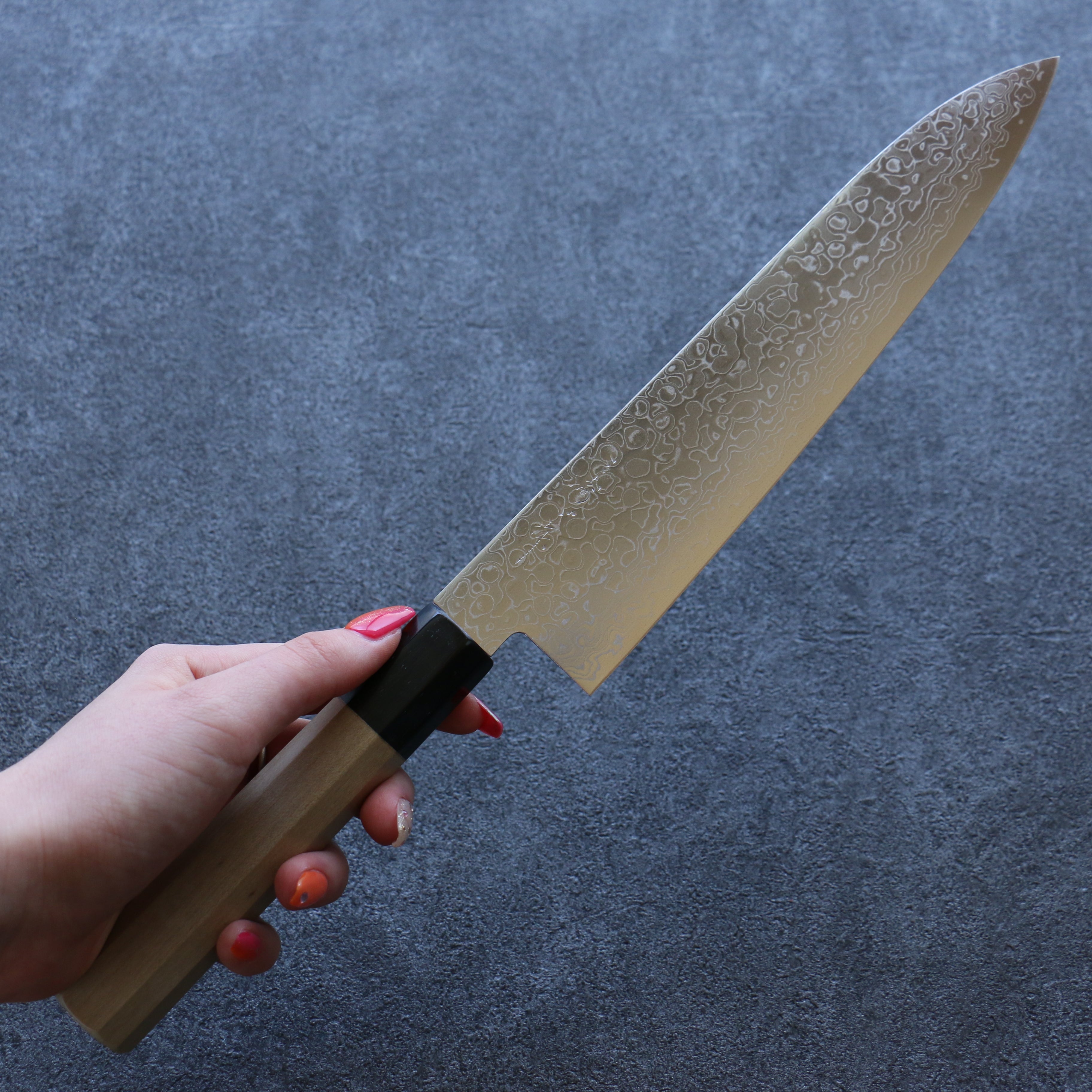 Premium Misuzu AUS10 Damascus Gyuto Chef Knife 210mm - Handcrafted Japanese Kitchen Knife with Magnolia Wood Handle - Perfect for Sushi, Meat Slicing & Professional Cooking