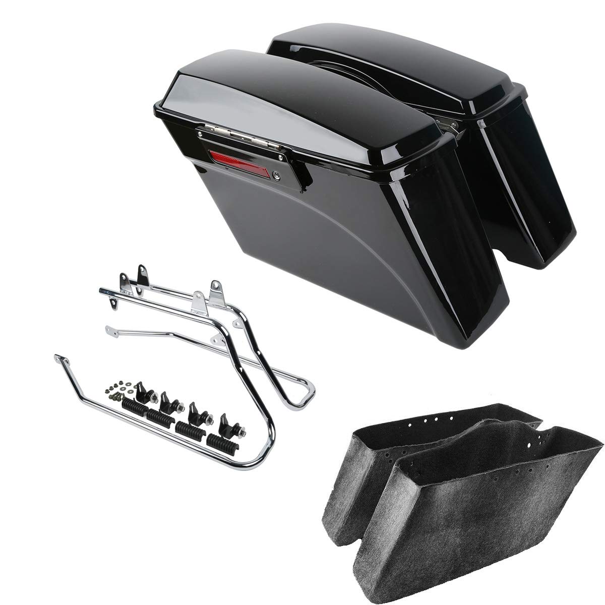 TCMT Hard Saddlebags with Lock & Conversion Brackets for Harley Softail Heritage Deluxe 1984-2017 (Excludes Deuce & Softail Slim) - Durable Motorcycle Storage for Touring & Long Rides