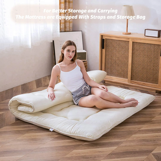 MAXYOYO Japanese Floor Futon Mattress - Portable Foldable Tatami Mattress for Guest Bed, Camping & Small Space Living | Comfortable Floor Sleeping Solution