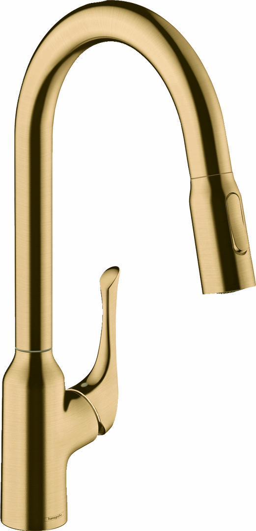 Hansgrohe Allegro N Kitchen Faucet with Pull-Down Spray - Brushed Gold Finish (Model 71843251) | Modern Touchless Design for Easy Cooking & Dishwashing