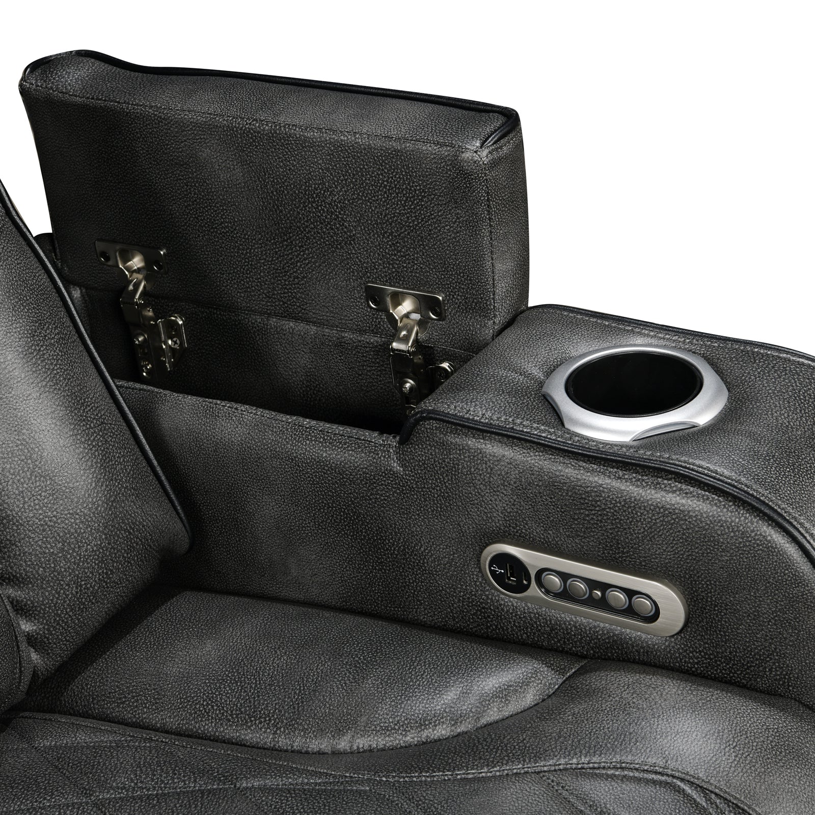 1 Seater Electric Recliner Chair with Air Leather Upholstery in Dark Grey - Perfect for Living Room, Home Theater, and Office Relaxation