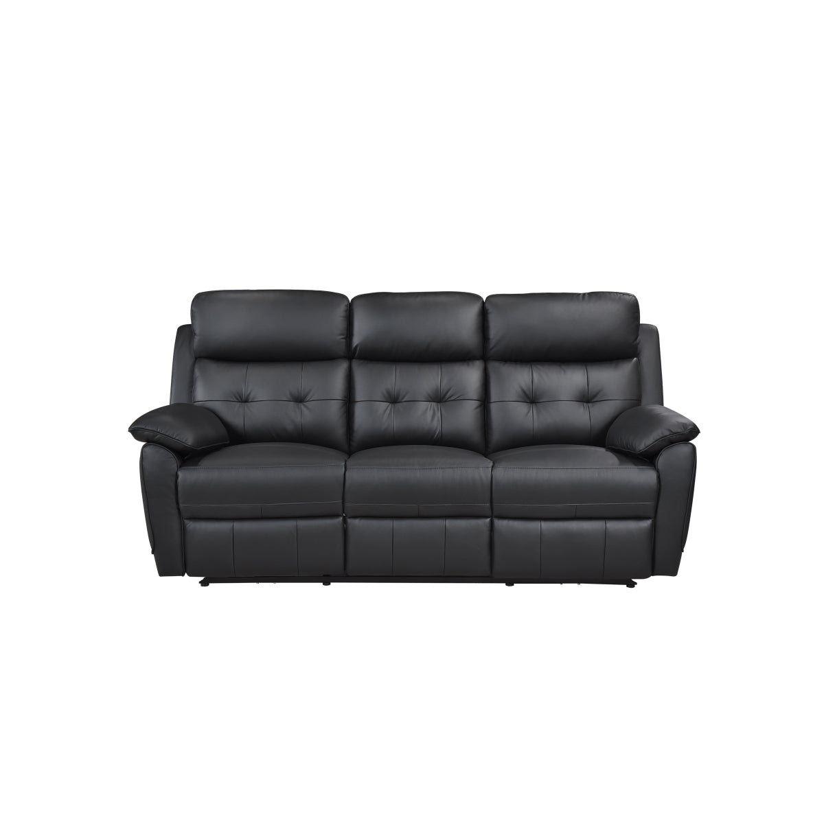 Black Leather Power Reclining Sofa with USB Ports - Modern Electric Recliner for Living Room, Home Theater & Office - Comfortable Leather Sectional Couch with Charging Stations