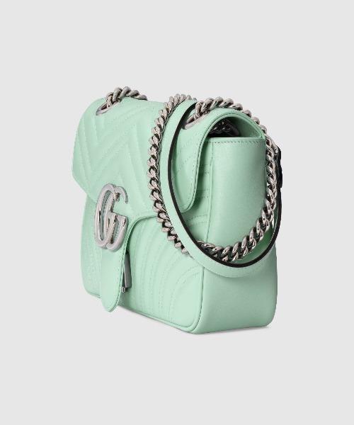 Gucci GG Marmont Small Shoulder Bag in Pastel Green | Luxury Leather Crossbody Purse for Women | Perfect for Date Night & Evening Events