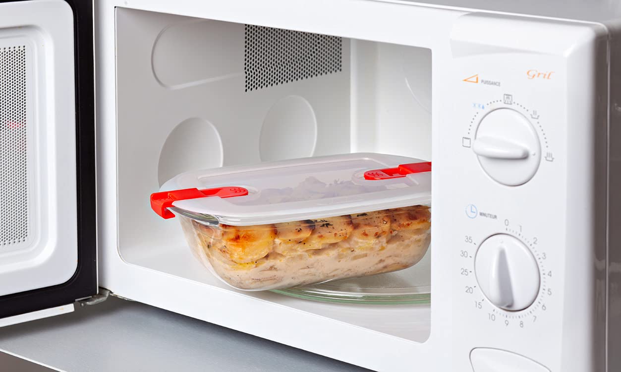 334S116 Rectangular Tempered Borosilicate Glass Food Storage Containers - Microwave & Oven Safe (Lid Not Included) - BPA Free 3-Piece Set Made in France - Perfect for Meal Prep, Leftovers & Reheating