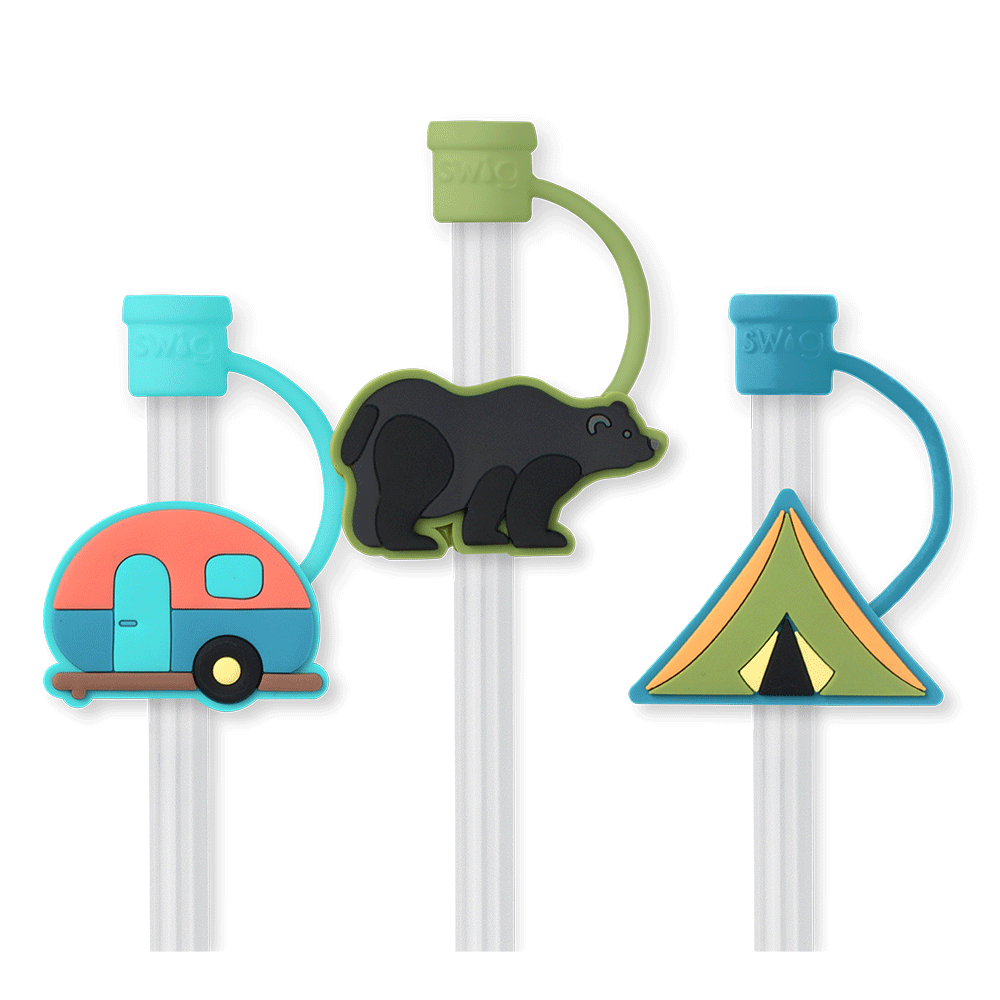 Errbody In The Camp Straw Topper Set - Reusable Silicone Drink Lids for Tumblers & Cups - Perfect for Camping, Travel, and Outdoor Adventures