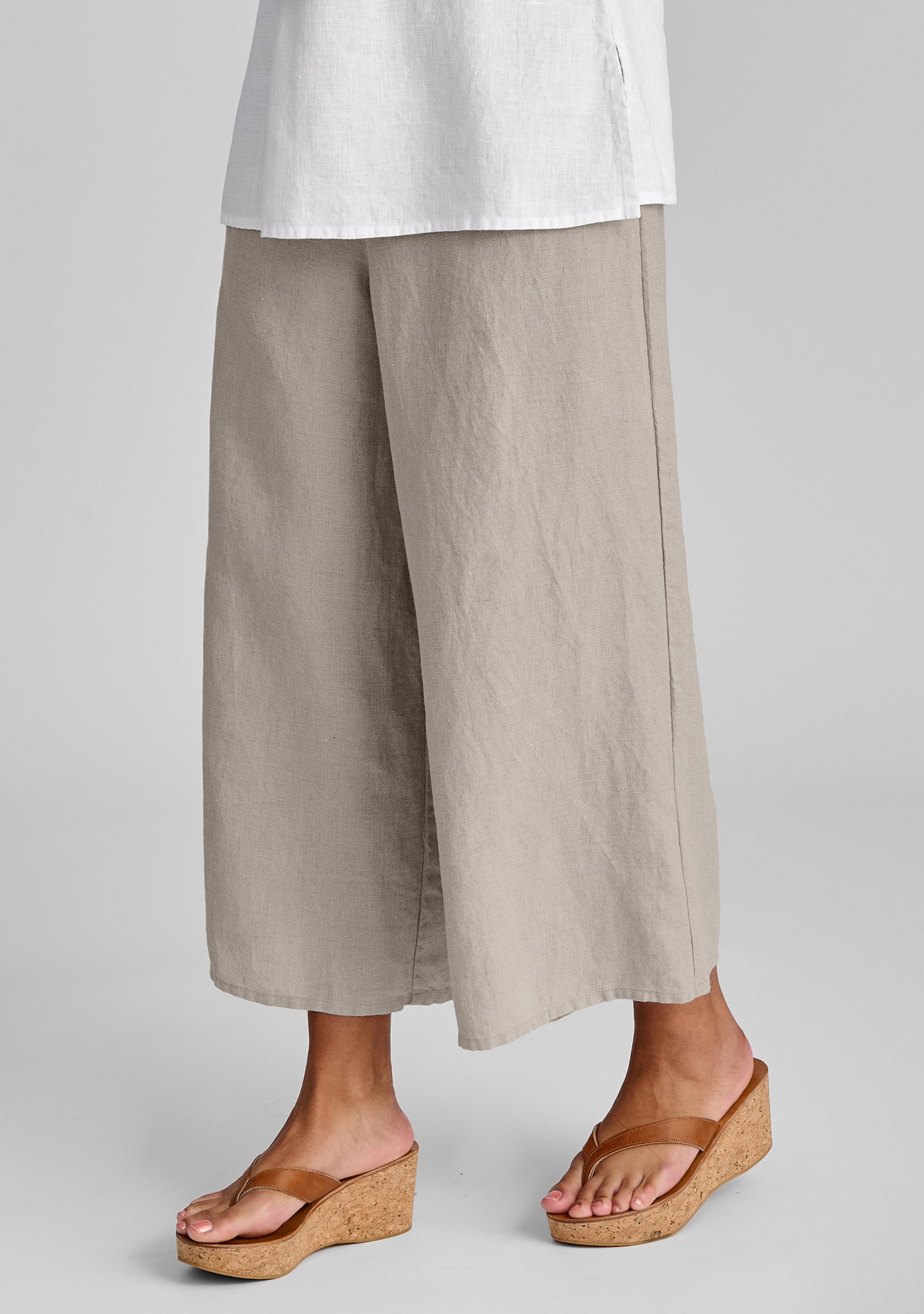 Sociable Flood Wide Leg Linen Pants for Women - Breathable Summer Casual Pants | Beach Vacation, Yoga, Lounge Wear - FINAL SALE