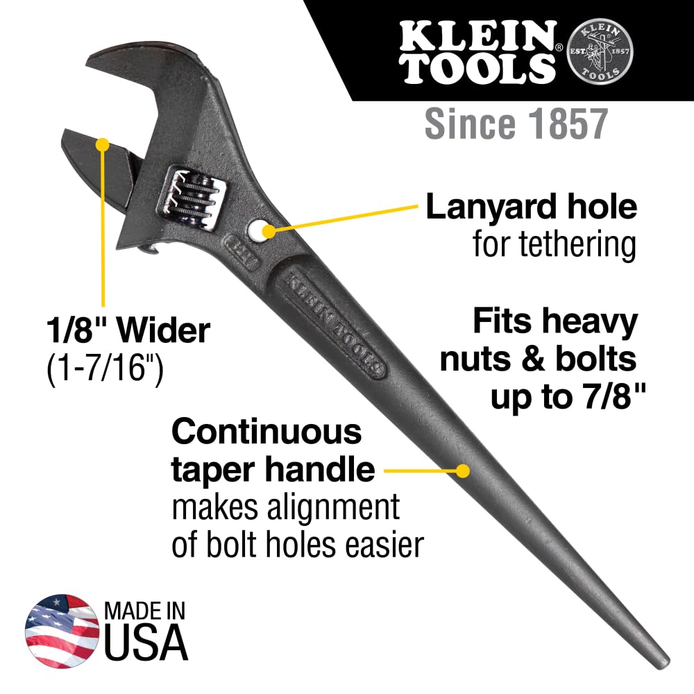 Klein Tools 3227 Adjustable Wrench 10-Inch for Construction & Plumbing