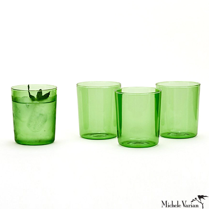 Premium 4-Piece Green Glassware Set - Durable & Stylish Drinking Glasses for Wine, Juice, and Cocktails - Perfect for Dinner Parties, Home Bars, and Everyday Use