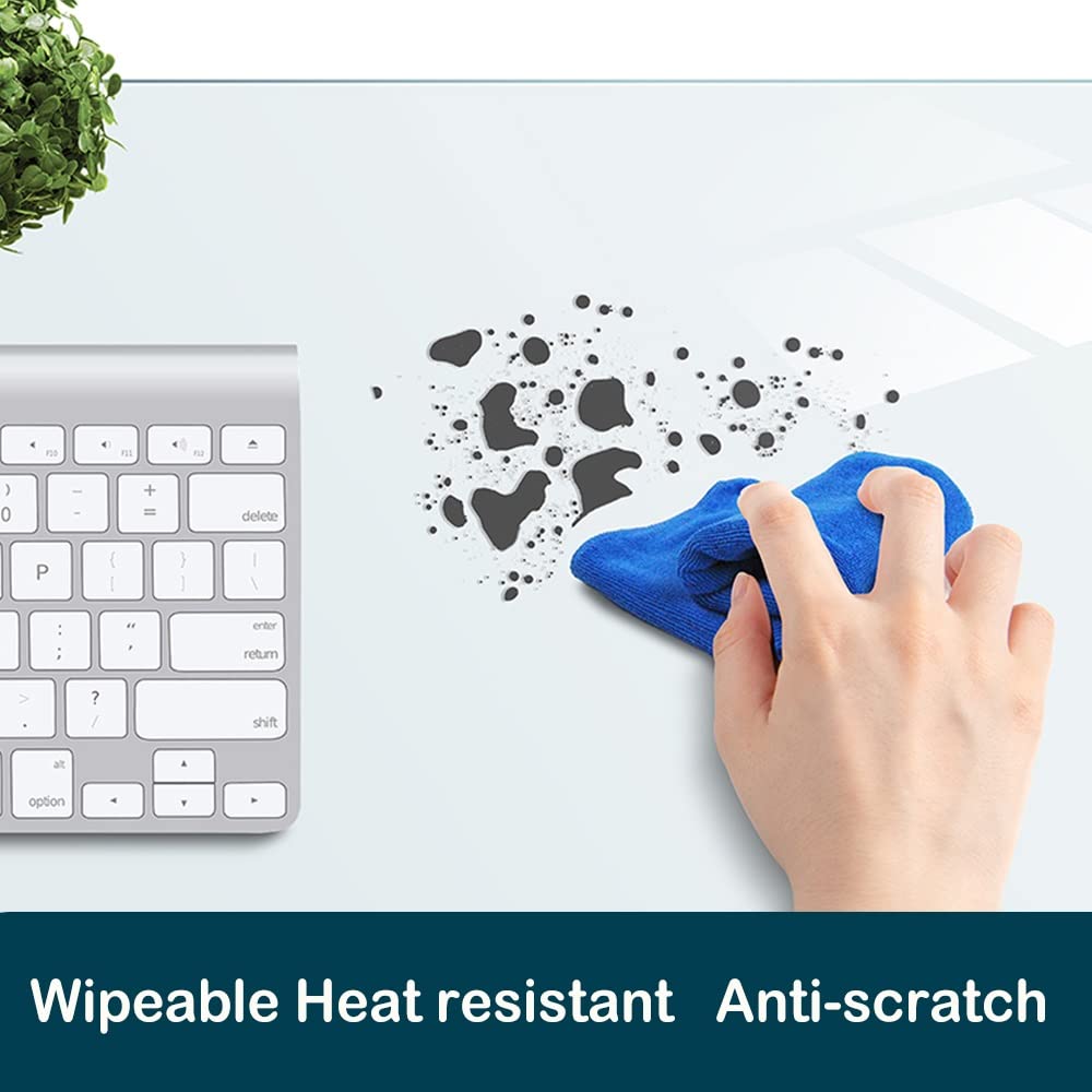 Clear PVC Office Desk Blotter Pad - 24x48 Inch Large Writing Mat, Waterproof Table Protector for Laptop, Computer, Keyboard & Mouse | Durable Vinyl Workstation Cover for Home & Office Use | Ideal for Meetings, Study & Workspace Organization